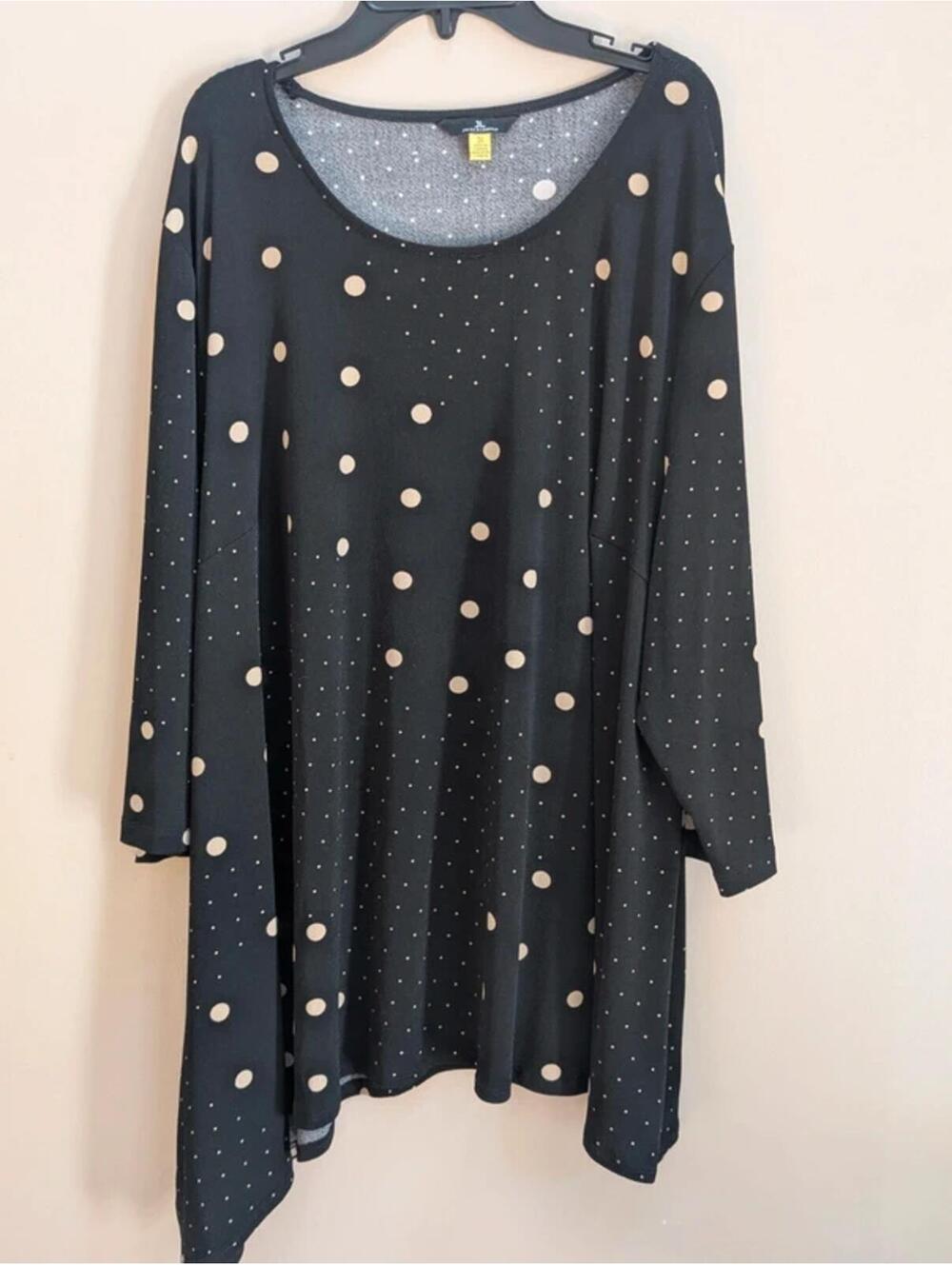 Jules & Leopold Black Polka Dot Tunic 3X Flowy Swing Top